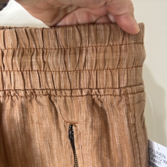 NWT Athleta Cabo Linen Textured Wide Leg Pant, Rain Dance Light Brown SIZE 24 - Picture 11 of 13